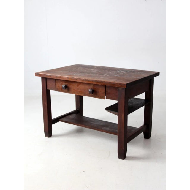 Antique Mission Oak Desk For Sale - Image 4 of 18