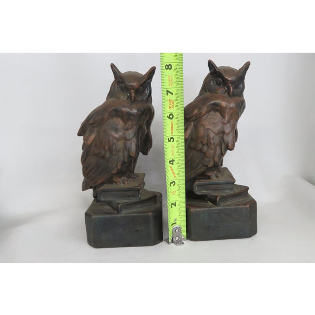 Owls Birds Standing on Books Sculpture Bookends a Pair 4679b For Sale - Image 13 of 15