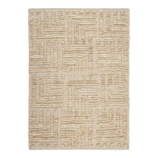 Rug & Kilim’s Contemporary Textural Rug With Geometric Designs in Beige For Sale