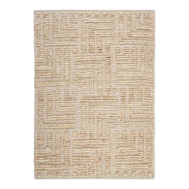 Rug & Kilim’s Contemporary Textural Rug With Geometric Designs in Beige For Sale