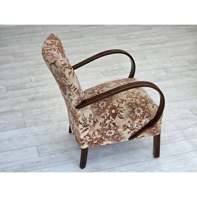 Art Deco Danish Armchair in Furniture Velour and Beech Wood, 1950s For Sale - Image 4 of 18