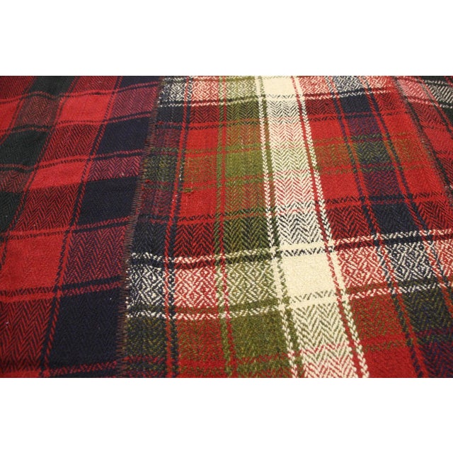 Late 20th Century Vintage Kilim Tartan Plaid Rug - 12'11 x 15'02 For Sale - Image 5 of 9
