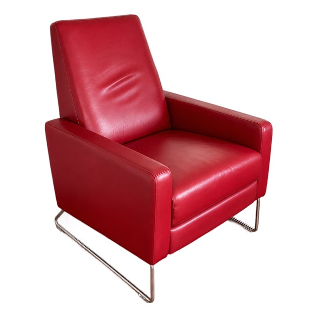 Design Within Reach Flight Recliner -Red Leather- Jeffrey Bernett For Sale