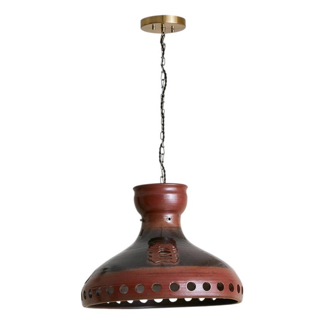 Danish Maroon Ceramic Pendant Light, 1960s For Sale
