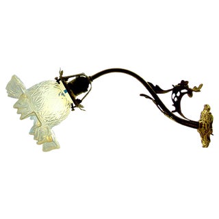 Art Nouveau Opaline Glass & Brass Wall Light, 1908 For Sale