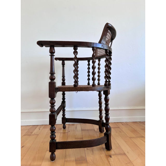 Traditional Edwardian Barley Twist Armchair With Cane, English, Early 20th Century For Sale - Image 3 of 16