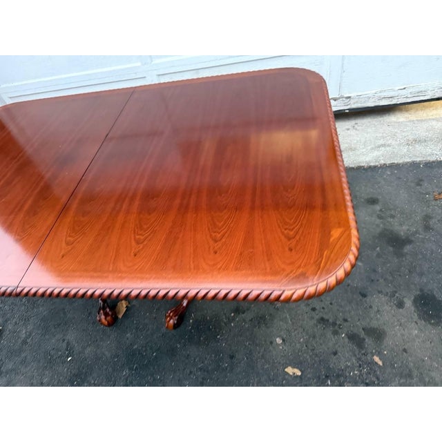 Vintage Chippendale Style Ball and Claw Feet Double Pedestal Dining Table For Sale - Image 4 of 17