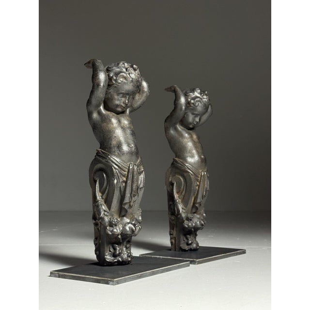Black Cast Iron Angels, 19th Century, Set of 2 For Sale - Image 8 of 18