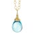 Syna Yellow Gold Blue Topaz Drop Pendant with Diamonds For Sale
