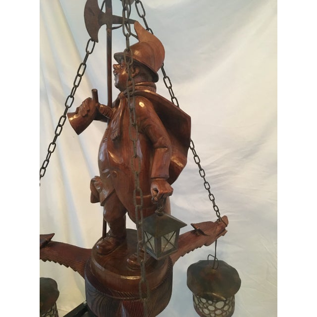 1930s German Carved Night Watchman Chandelier For Sale - Image 11 of 13