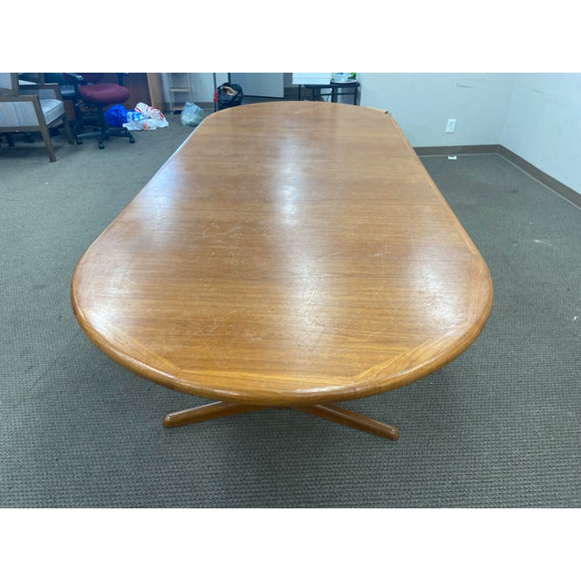 Vintage Mid-Century Modern Teak Danish Made in Denmark Large Conference Table For Sale In Sacramento - Image 6 of 12