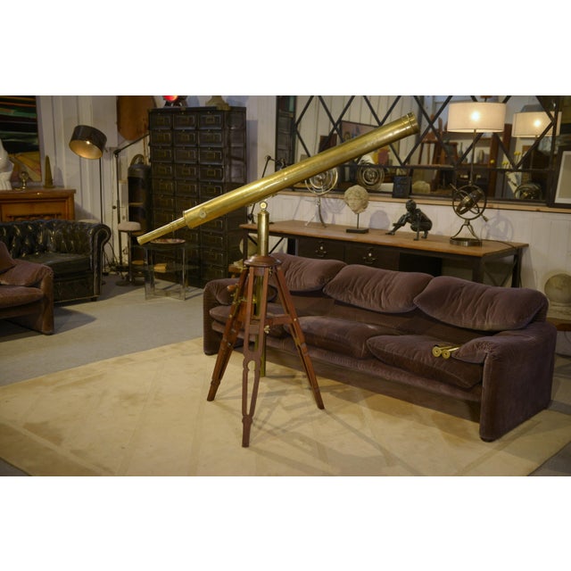 Vintage Brass and Wood Astronomical Telescope, 1930s For Sale - Image 15 of 15