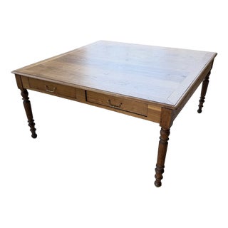 Large Oak Square Conference Table, 1950 For Sale