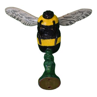 Lejeune Enamel Painted Bee. Bumble Bee Hood Ornament/ Car Mascot For Sale