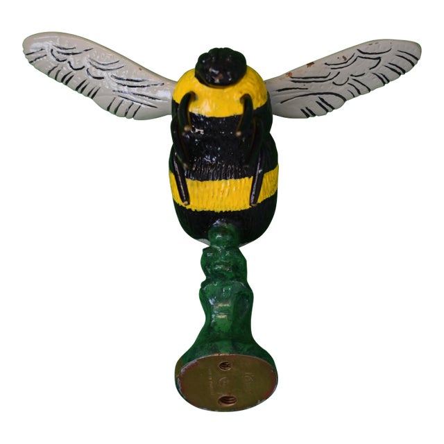Lejeune Enamel Painted Bee. Bumble Bee Hood Ornament/ Car Mascot For Sale