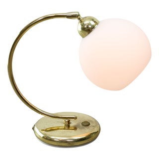 Vintage Italian Table Lamp in Brass and Opaline For Sale