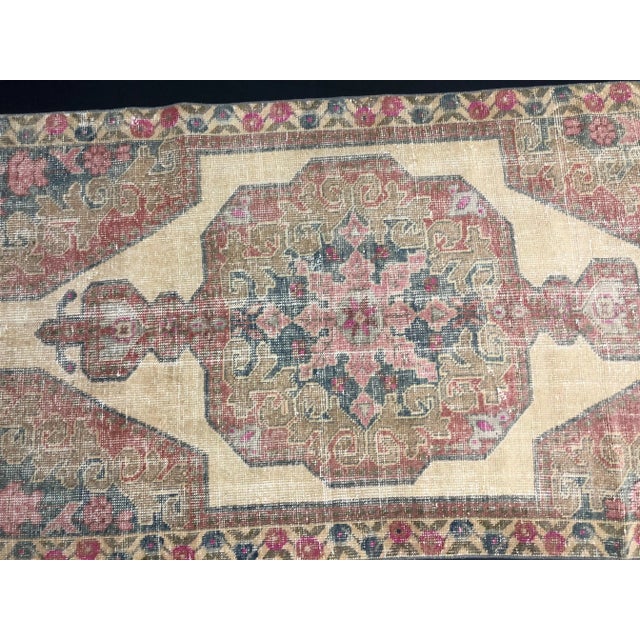 Beige Vintage Bohemian Turkish Oushak Floral Beige and Red Rug For Sale - Image 8 of 11
