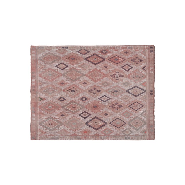 Vintage PasteL Turkish Jajim Kilim Rug 5'5'' x 7'1'' 65'' x 85'' /166 x 216 Cm Hand woven with high quality pure wool...