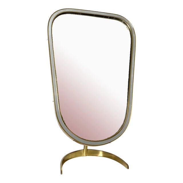 Vintage Brass Table Mirror For Sale