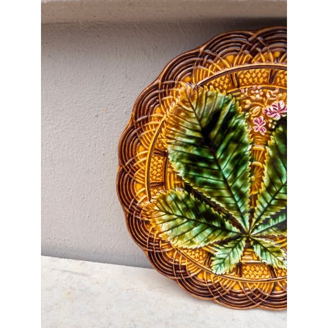 Rustic Majolica Chesnut Leaf Plate Villeroy & Boch, Circa 1890 For Sale - Image 3 of 4