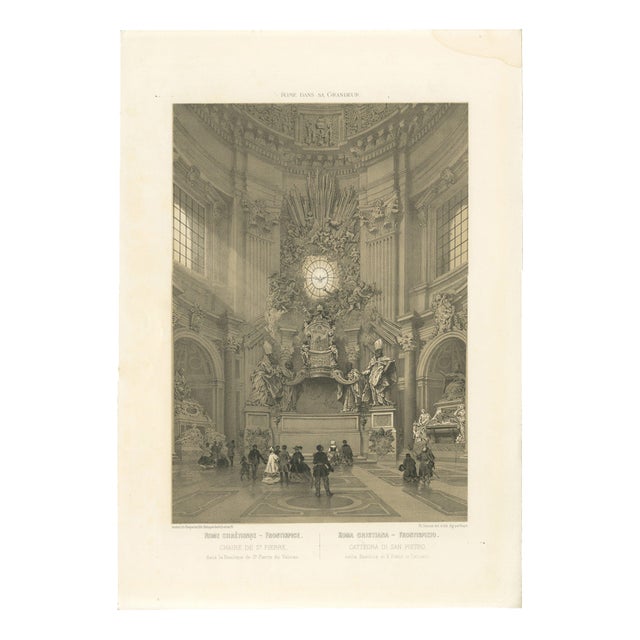 Benoist, Chair of St Peter, Vatican Baroque Masterpiece Interior, 1868, Print For Sale