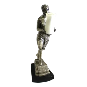 Mid-Century Modern,Deco Girl Lamp, Silver Patina