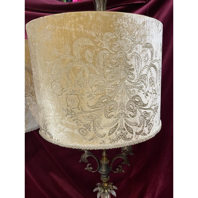 Pair of Regency lambs withMurano glass detail half lampshade do they seat close to wall or nightstands one lamp is a tiny...