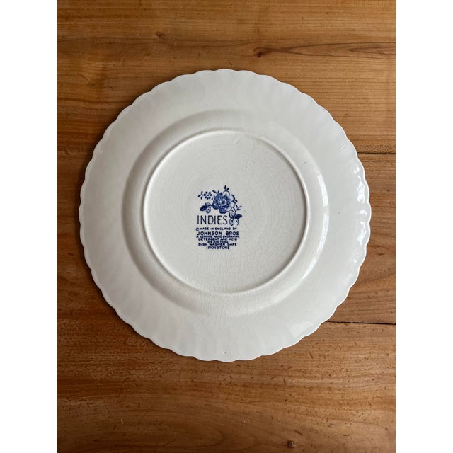 Shabby Chic Vintage Johnson Bros “Indie” Ironstone Dinner Plates - a Pair For Sale - Image 3 of 3