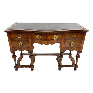 Early 20th Century William and Mary Style Writing Table With Inset Leather Top For Sale