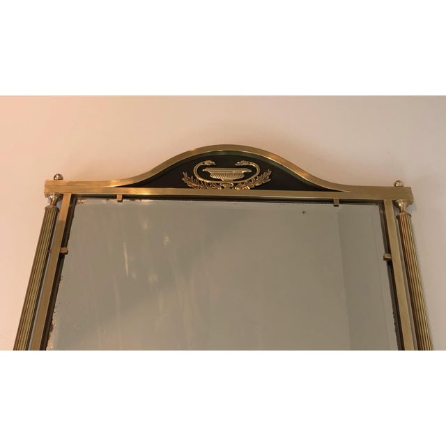 1940s 1940s Neoclassical Style Brass and Lacquered Metal Mirror with Cup and Swan Necks. For Sale - Image 5 of 12