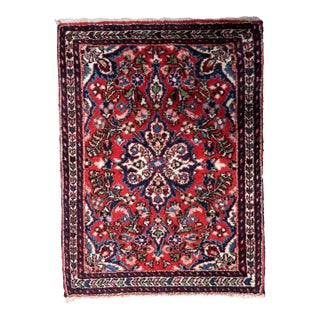 1960s Handmade Vintage Persian Sarouk Rug 1.9' X 2.6' (60cm X 81cm) For Sale