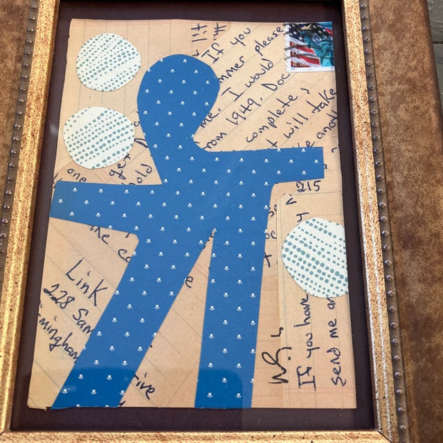 Abstract Contemporary 2 Original Wayne Cunningham Abstract Collages Tabletop Frames-A Pair For Sale - Image 3 of 4