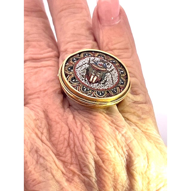 19th Century Egyptian Micro Mosaic Scarab Ring 18k, Size 7 For Sale - Image 10 of 11