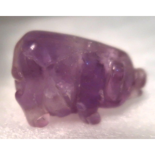 Late 20th Century Miniature Hand-Carved Piglet of Amethyst Stone, Birth Stone for February! For Sale - Image 5 of 11