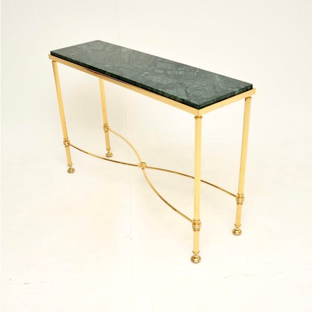 1970s Vintage French Brass and Marble Console Table, 1970s For Sale - Image 5 of 12