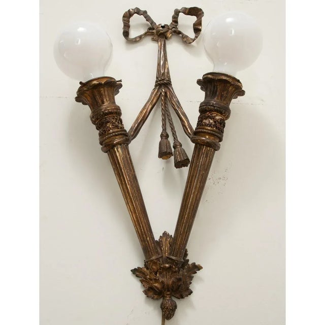 French 19th Century Gilt Bronze Louis XVI Style Sconce For Sale In Baton Rouge - Image 6 of 9