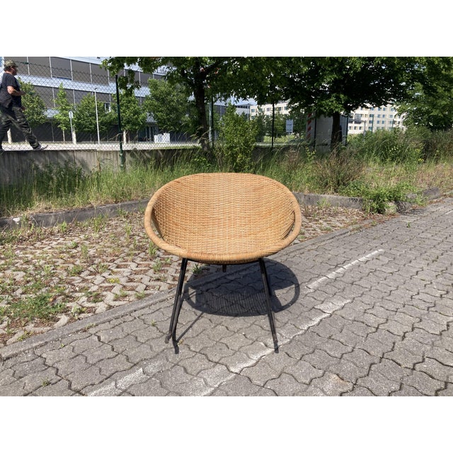 Modernist Wicker Cane Rocking Chair, 1960s For Sale - Image 14 of 18