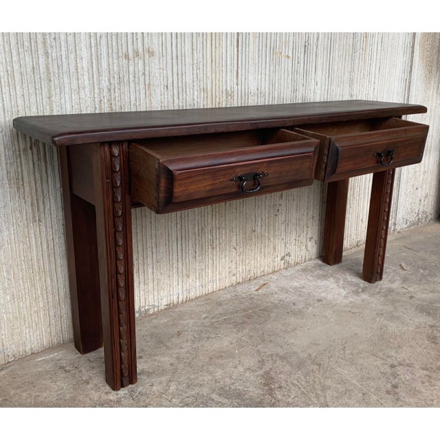 Late 19th Century Late 19th Century Spanish Console Table With Drawers and Carved Legs For Sale - Image 5 of 11