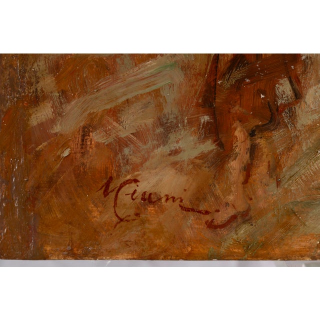 Signed "Ciani" in the lower left corner. This lively street scene captures the bustle of a village market day, where...