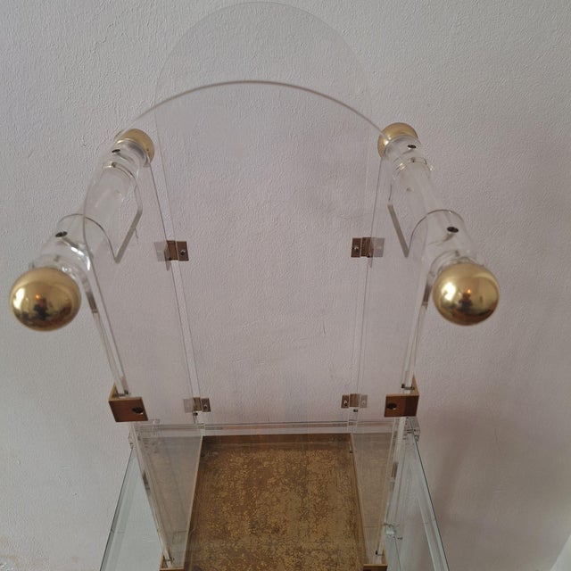Acrylic Glass and Brass Umbrella Stand in the style of Fontana Arte, 1970s For Sale - Image 12 of 14