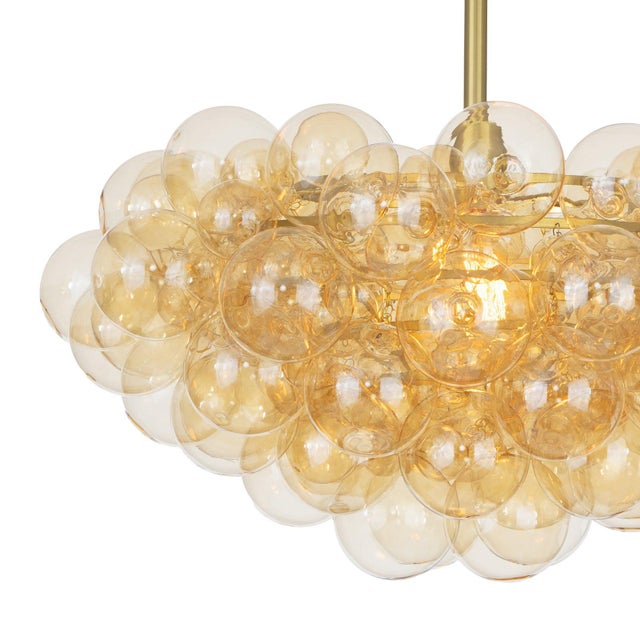 Glass Regina Andrew Bubbles Chandelier, Natural Brass with Amber Glass For Sale - Image 7 of 9