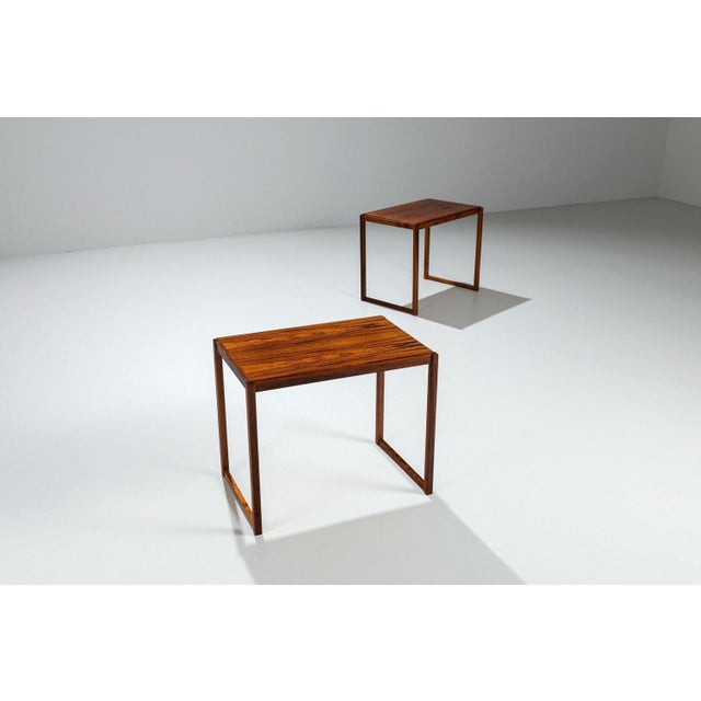 Rosewood Sled-Legged Side Tables, Denmark, 1960s, Set of 2 For Sale - Image 4 of 14