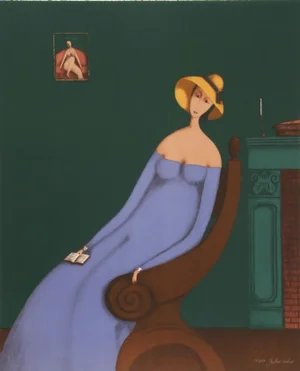 Branko Bahunek "Woman With Book" Lithograph Print