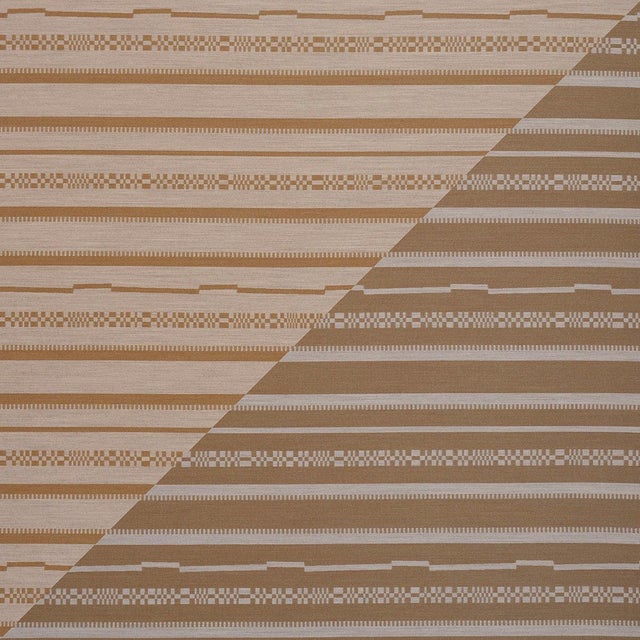 Sample - Schumacher Skyline Stripes Reversible Fabric In Dune For Sale