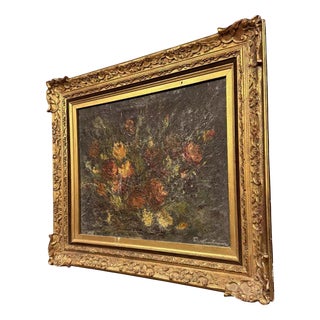 Still Life with Flowers, Oil on Canvas, Framed For Sale