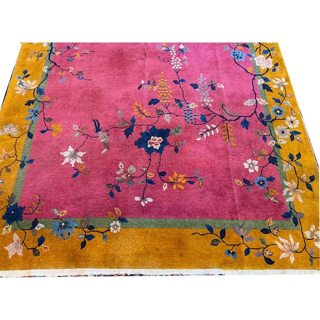 Art Deco A Sensational Antique 7' X 10' Purple/Rose/Gold Art Deco Chinese Rug Ca 1920 For Sale - Image 3 of 10