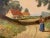 Woman in the Woods walking through trees towards Cottage in English Countryside, by 20th Century British Artist, David...