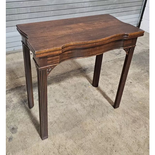 Chinese George II Style Mahogany Chinese Chippendale Game Table Gate Leg Table For Sale - Image 3 of 11