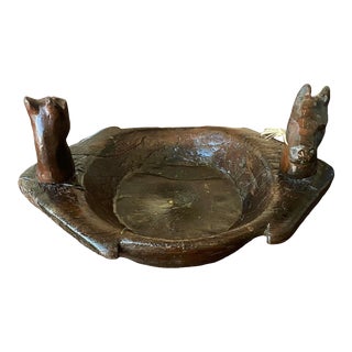 Jan Barboglio Vintage Horseblessing Wood & Cast Iron Bowl For Sale
