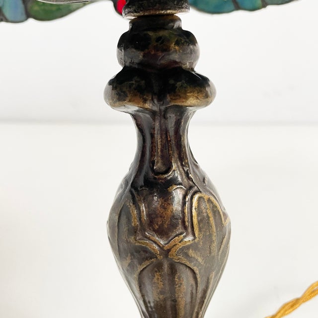 Italian Art Nouveau Style Table Lamps in Colored Glass and Brass, 1980s, Set of 2 For Sale - Image 18 of 18